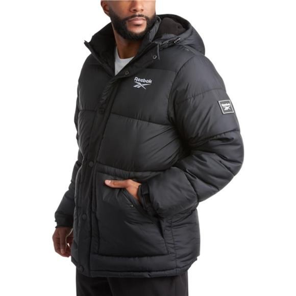 Men's Winter Jacket - Puffer Parka Coat - Heavyweight Ski Jacket, Black - Picture 1 of 7